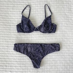 Acacia Swimwear Manhattan Bikini Set in Purple Snake Lining Size M